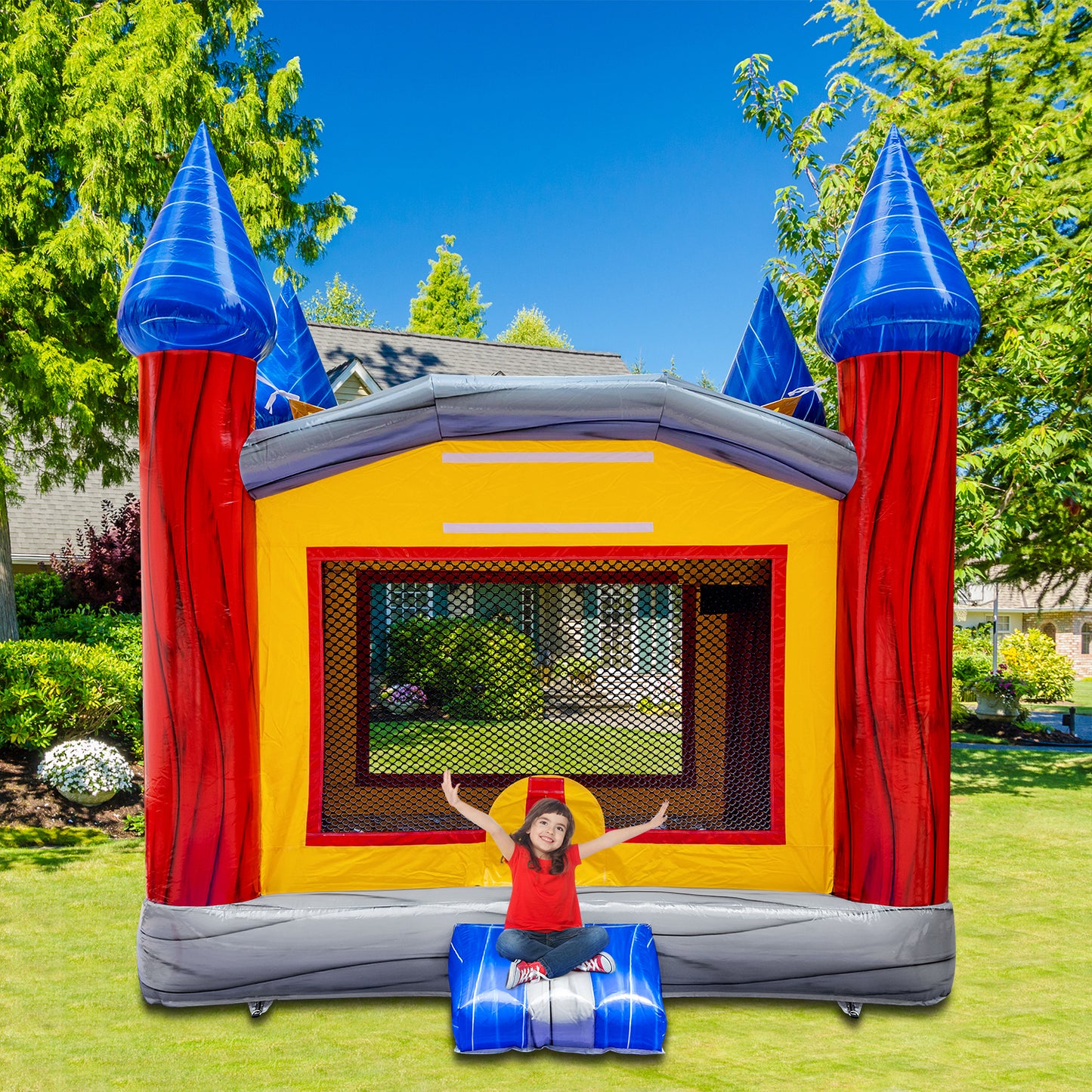 BIG WAVE - 14FT Imperial Bounce House - Basketball Hoop Included