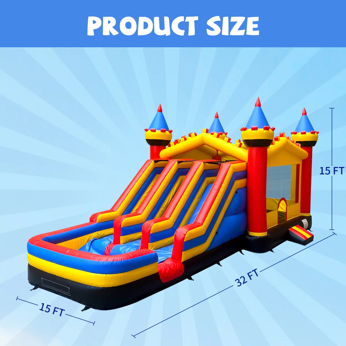 BIG WAVE - 15FT Royal Fortress Triple Lane Combo