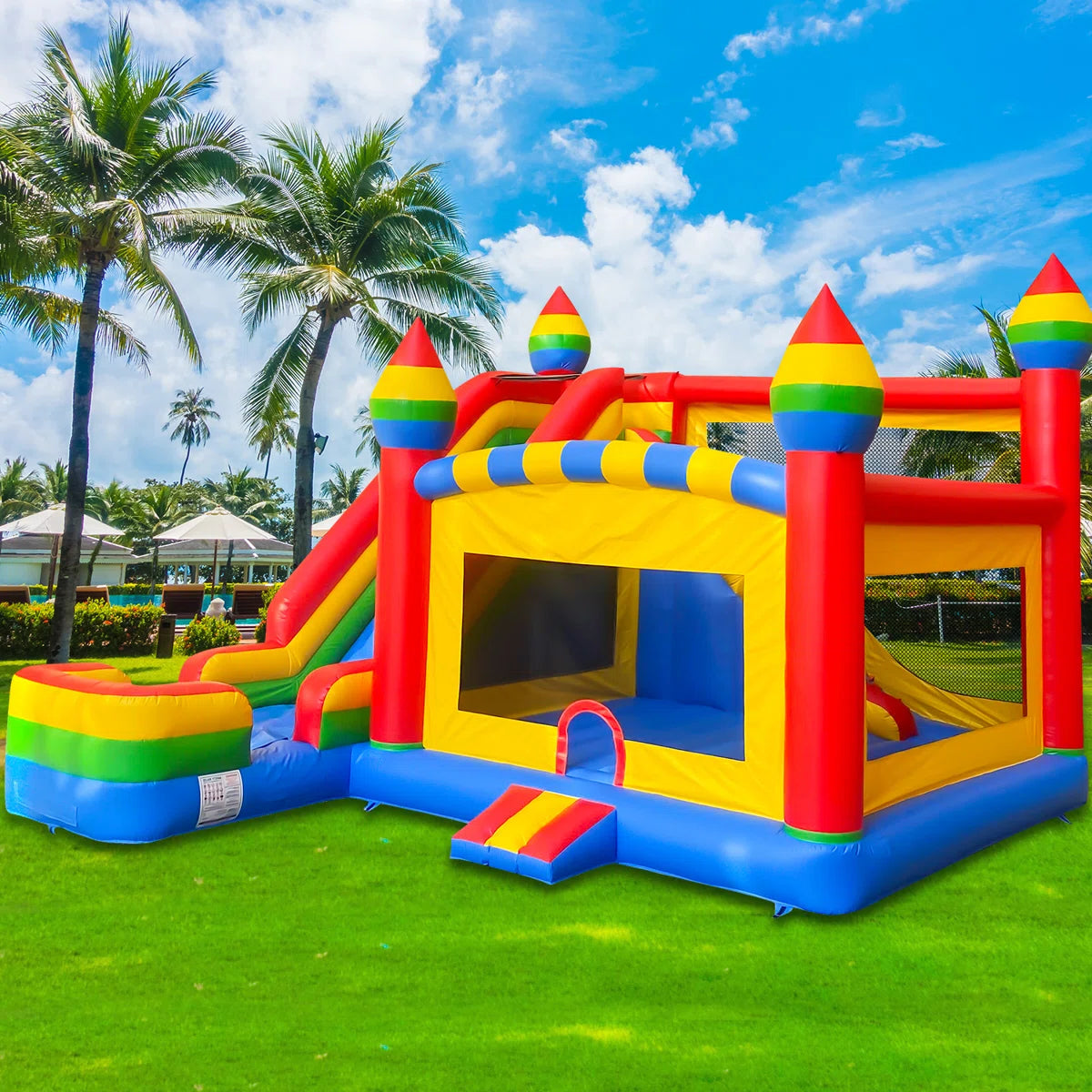 BIG WAVE - 15FT Rainbow Castle Inflatable Combo