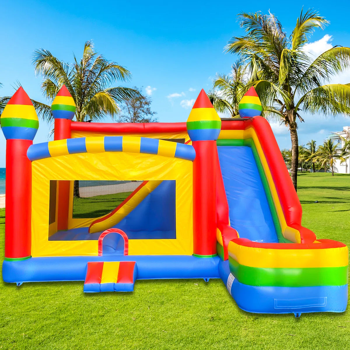 BIG WAVE - 15FT Rainbow Castle Inflatable Combo